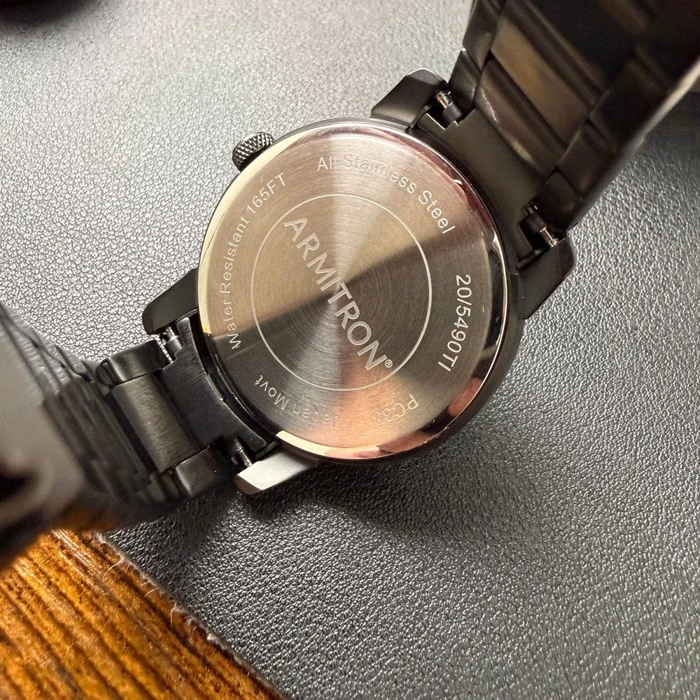 Armitron‎ 20/5490TI Men's Day/Date Black Bracelet Watch MINOR FLAW BACK SEE PH